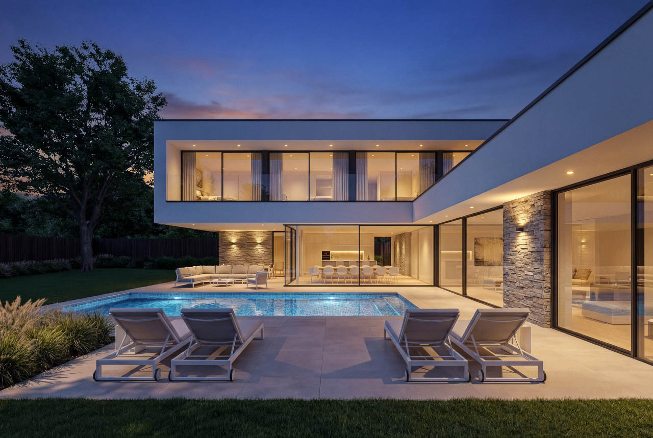 Output: fotorealistisch blue hour beeld